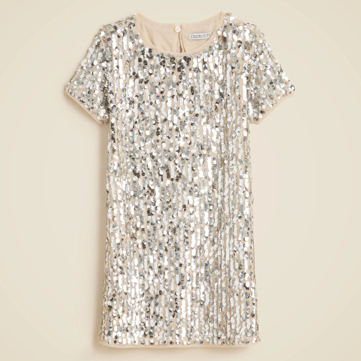 Girls' short-sleeve sequin shift dress