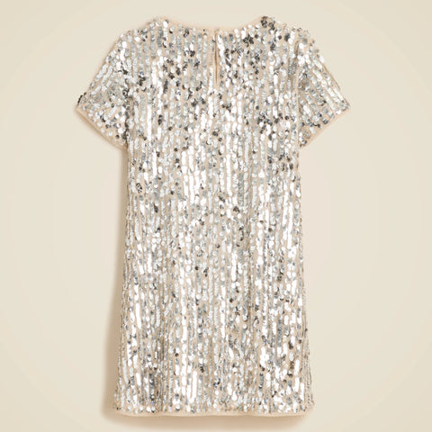 Girls' short-sleeve sequin shift dress
