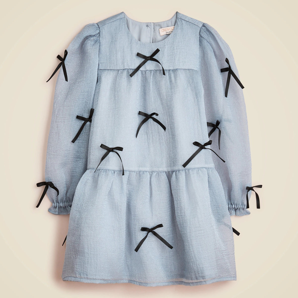 Girls' bow-embellished dress in crinkle organza