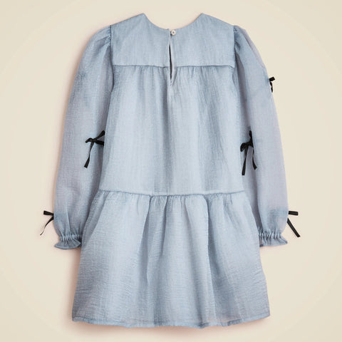 Girls' bow-embellished dress in crinkle organza