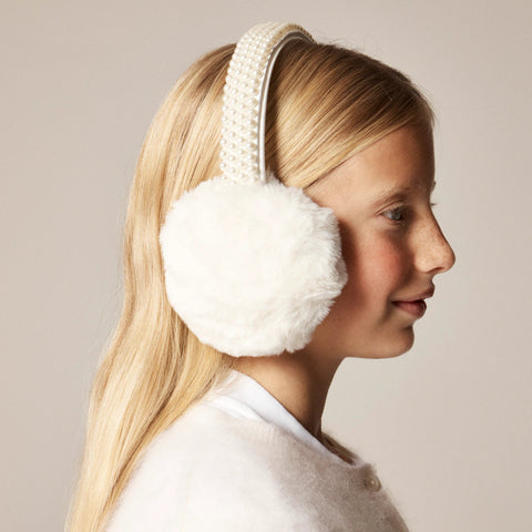 Girls' pearl-embellished earmuffs