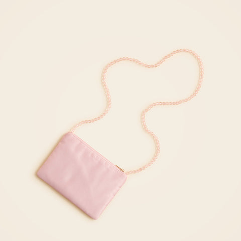 Girls' bow hand-beaded crossbody pouch