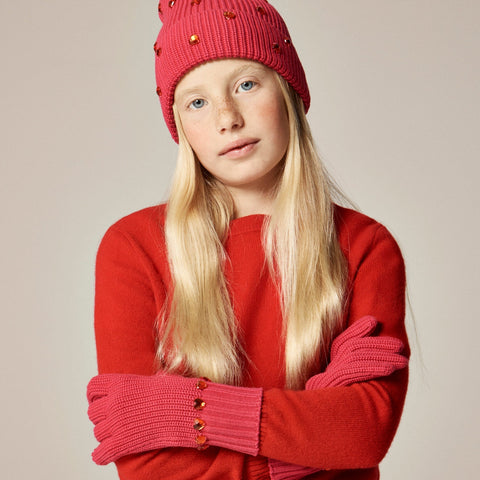 Girls' jewel-embellished gloves