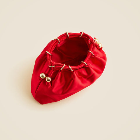 Drawstring pouch bag in satin