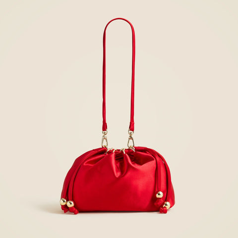 Drawstring pouch bag in satin