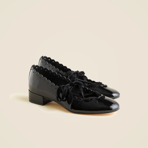 Teagan scalloped lace-up heels in patent leather