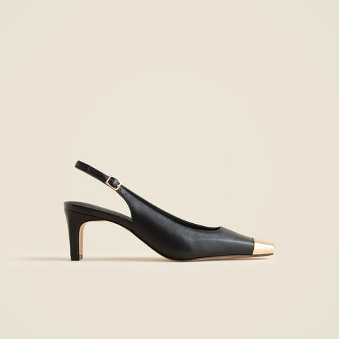 Cap toe slingback pumps in leather