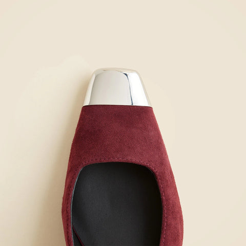 Cap toe slingback pumps in suede