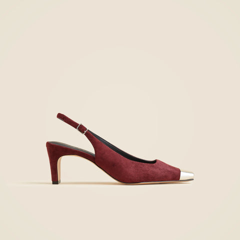 Cap toe slingback pumps in suede