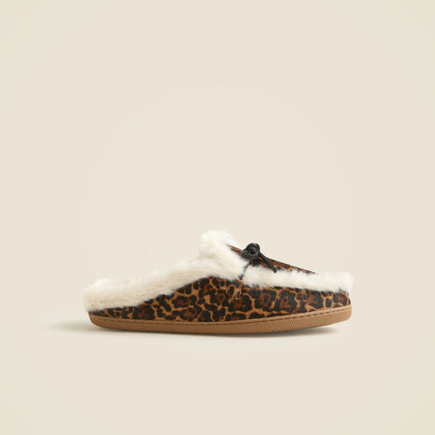 Lodge mules in leopard-print calf hair