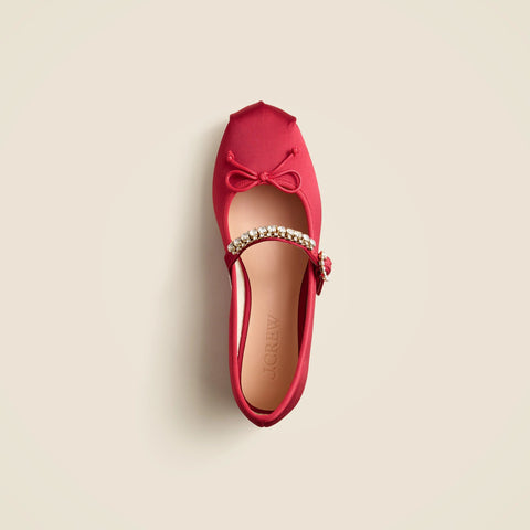 Logan embellished Mary Jane ballet flats in satin