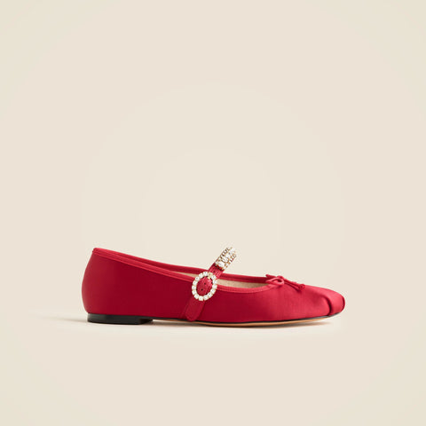 Logan embellished Mary Jane ballet flats in satin