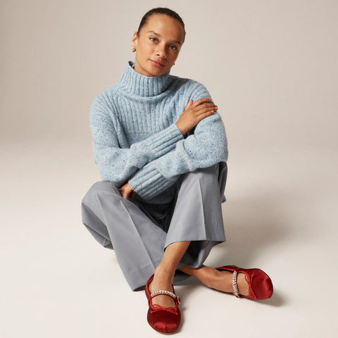 Logan embellished Mary Jane ballet flats in satin