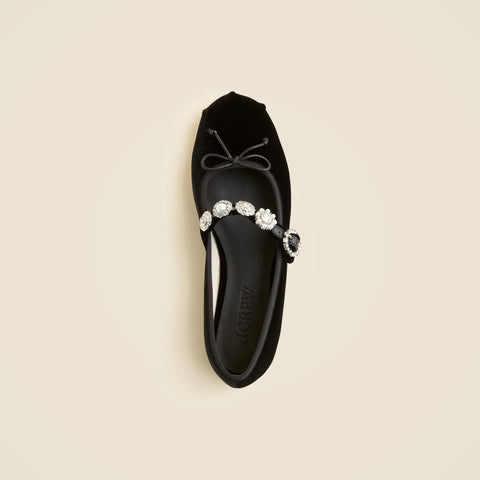 Logan embellished Mary Jane ballet flats in velvet