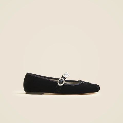 Logan embellished Mary Jane ballet flats in velvet