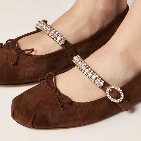 Logan embellished Mary Jane ballet flats in suede