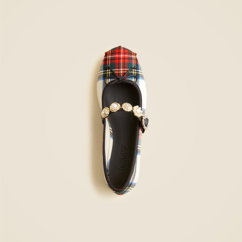 Logan embellished Mary Jane ballet flats in tartan
