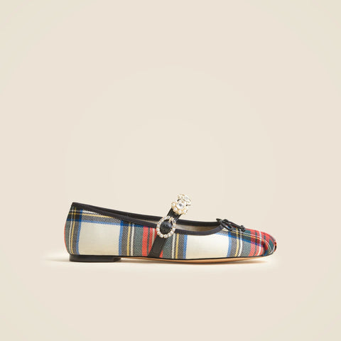 Logan embellished Mary Jane ballet flats in tartan