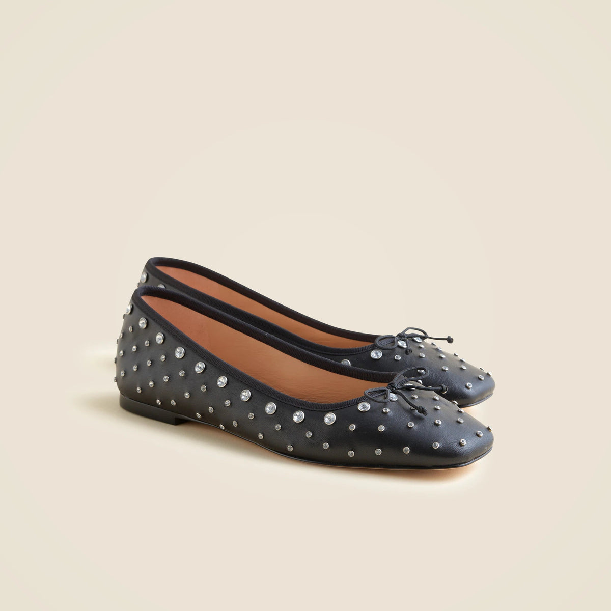 Quinn square-toe ballet flats in studded leather