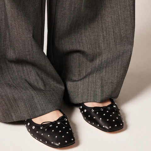 Quinn square-toe ballet flats in studded leather