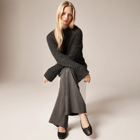 Quinn square-toe ballet flats in studded leather