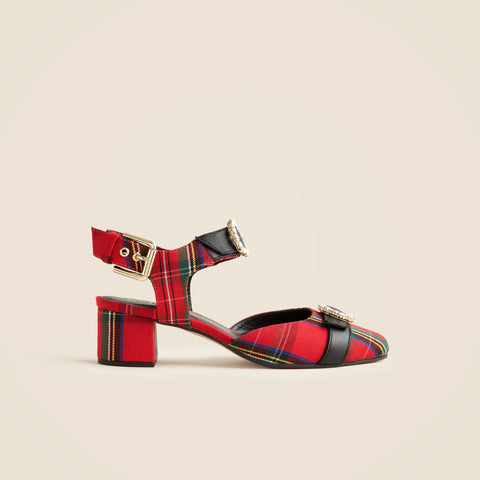 Mollie buckle-strap heels in Good Tidings plaid