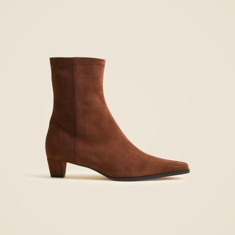 Remi square-toe ankle boots in stretch suede