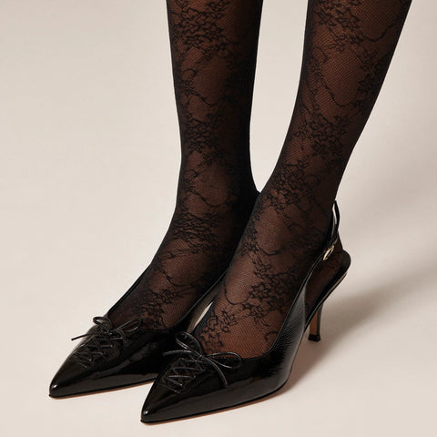 Made-in-Italy Colette lace-up slingback pumps in leather