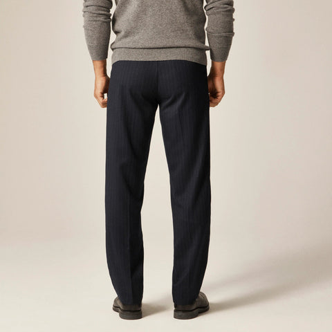 Classic pleated creased wool trouser in pinstripe