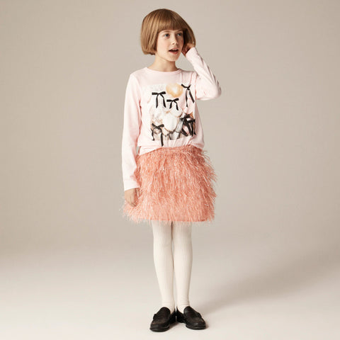 Girls' long-sleeve balloon and bows graphic T-shirt