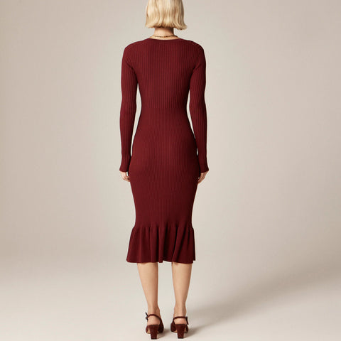 Super-stretch ruffle sweater-dress