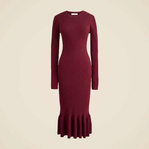 Super-stretch ruffle sweater-dress
