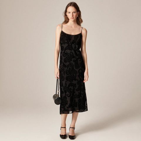 Devoré velvet slip dress