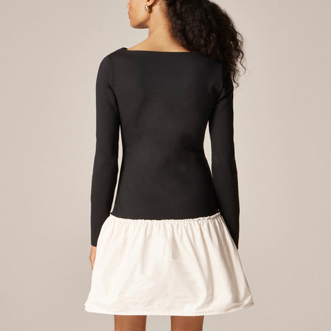 Bubble-hem colorblock mixy dress