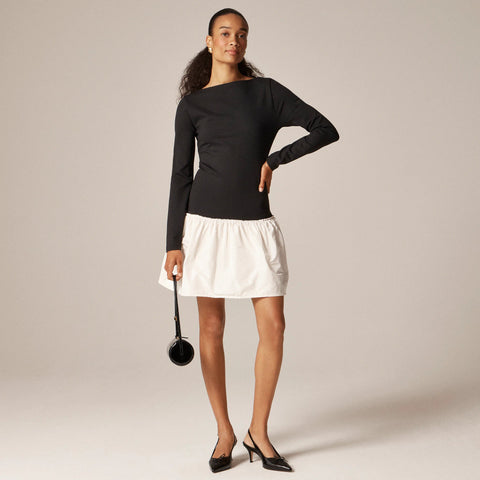 Bubble-hem colorblock mixy dress