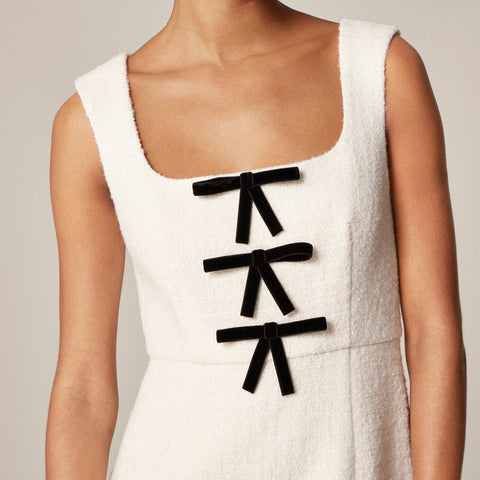 Sophia dress with velvet bows in tweed