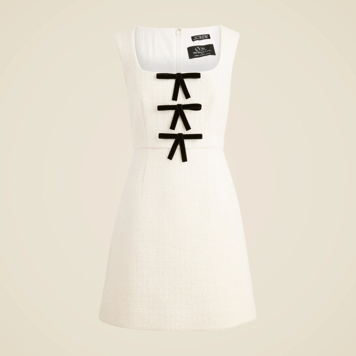 Sophia dress with velvet bows in tweed