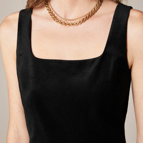 Fit-and-flare mini dress in velvet