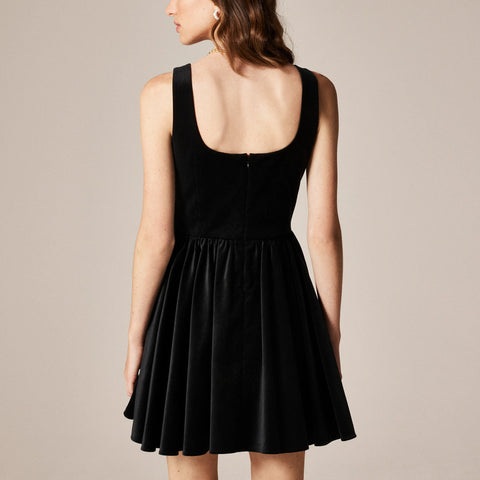 Fit-and-flare mini dress in velvet
