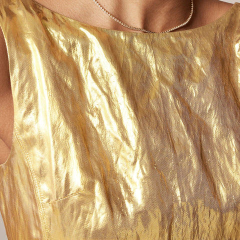 Collection scoopback mini dress in crinkle lamé