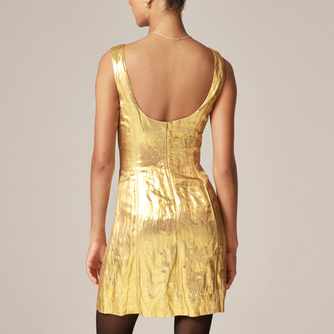 Collection scoopback mini dress in crinkle lamé