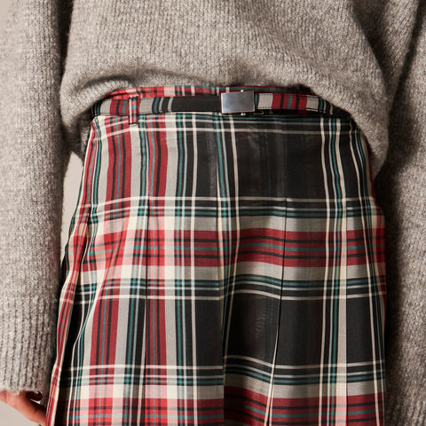 Pleated prep skirt in Stewart tartan