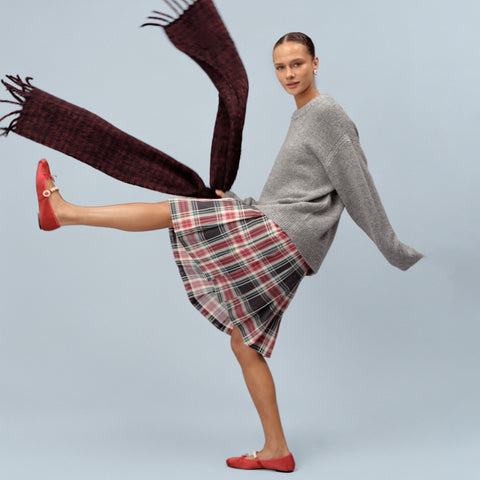 Pleated prep skirt in Stewart tartan