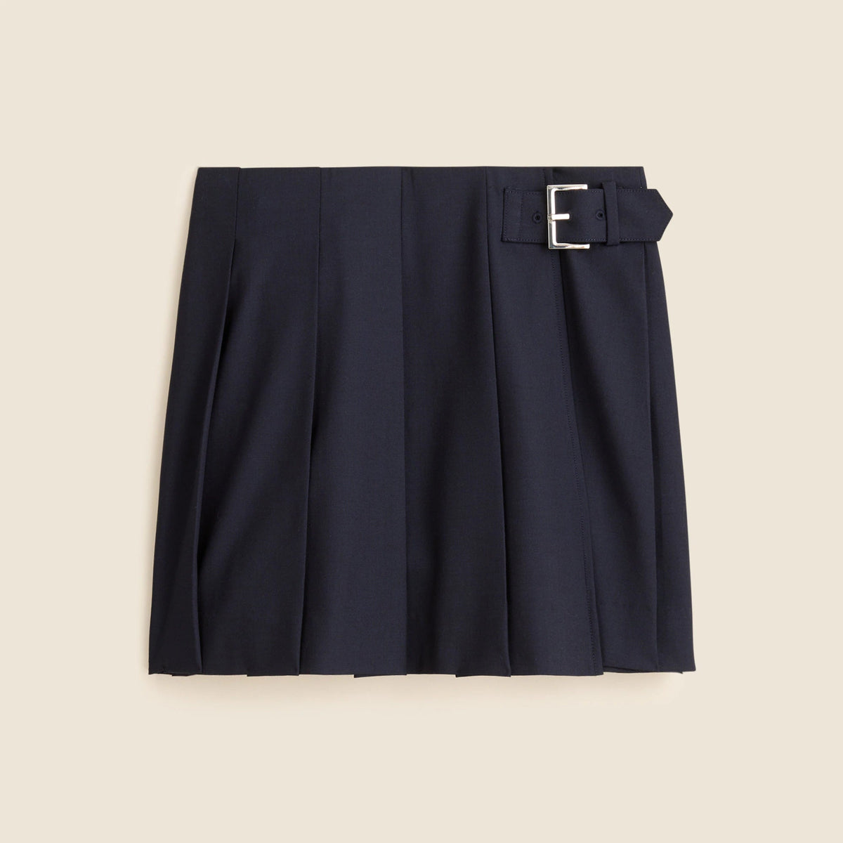 Pleated mini skirt with buckle detail