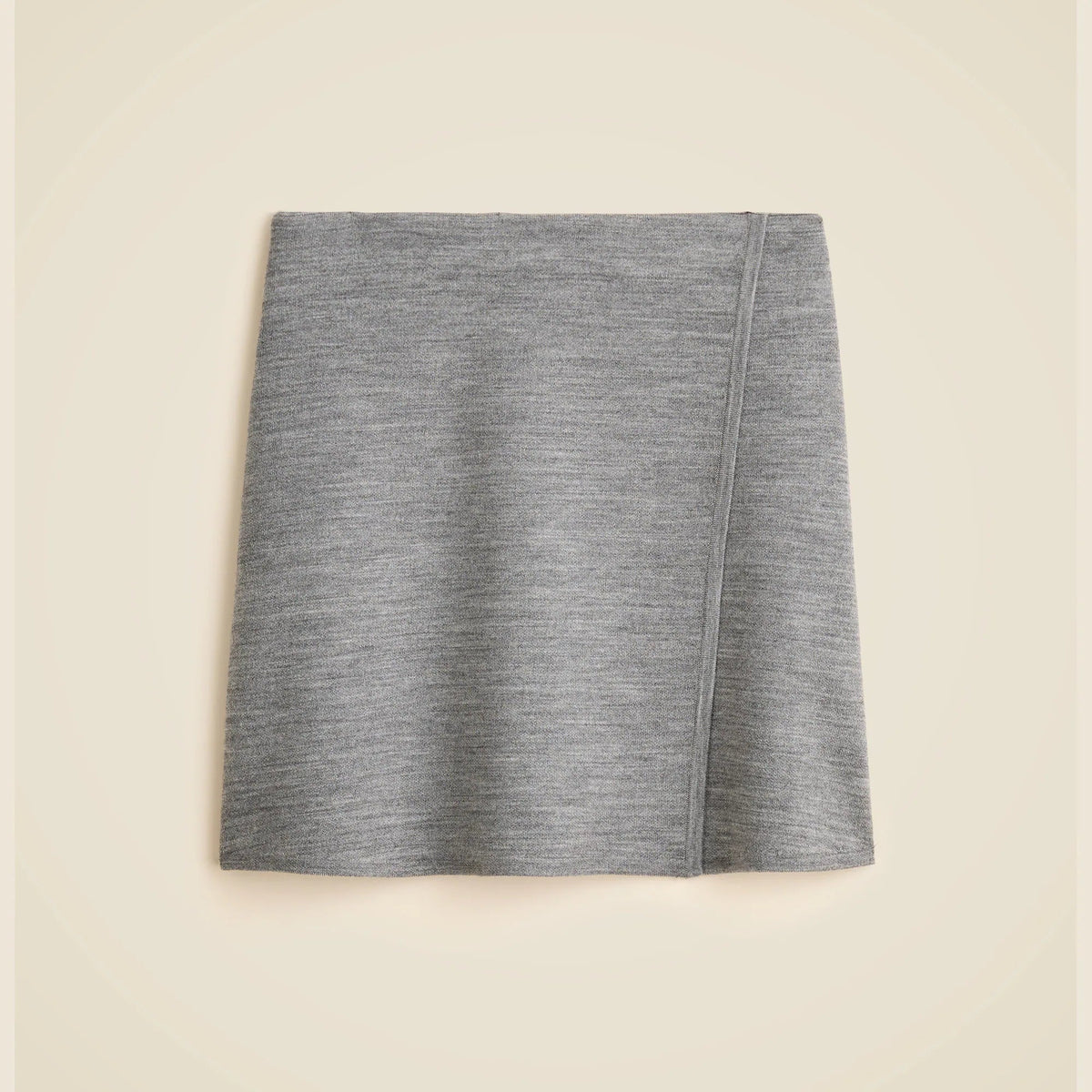 Faux-wrap mini skirt in merino wool