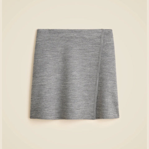 Faux-wrap mini skirt in merino wool