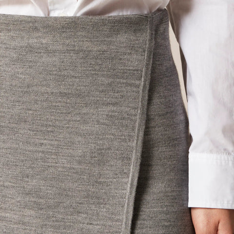 Faux-wrap mini skirt in merino wool