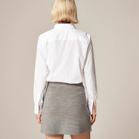Faux-wrap mini skirt in merino wool