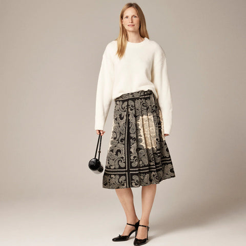 Pleated wrap skirt in paisley scarf print