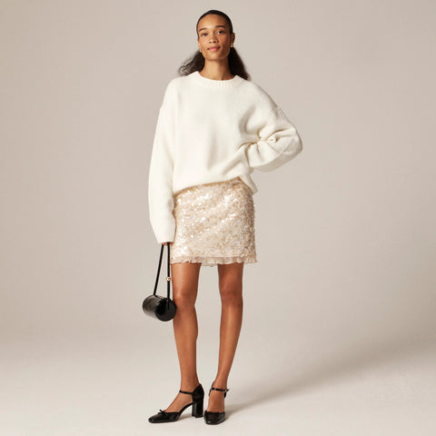 Sequin ruffle-trim mini skirt